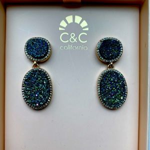 NWT Dangle sparkle aqua earrings